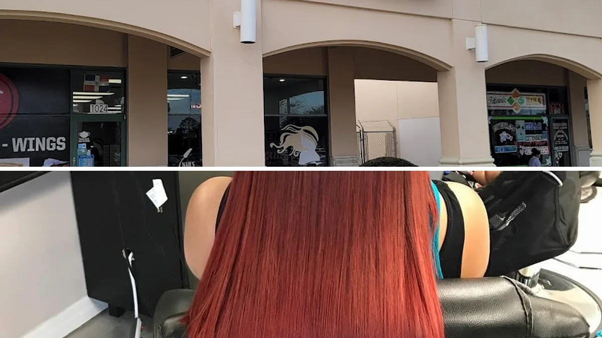 A stylist working on curly hair